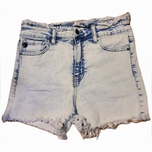KanCan Washed Light Blue Denim Cutoff Short- Shorts Grunge Revival